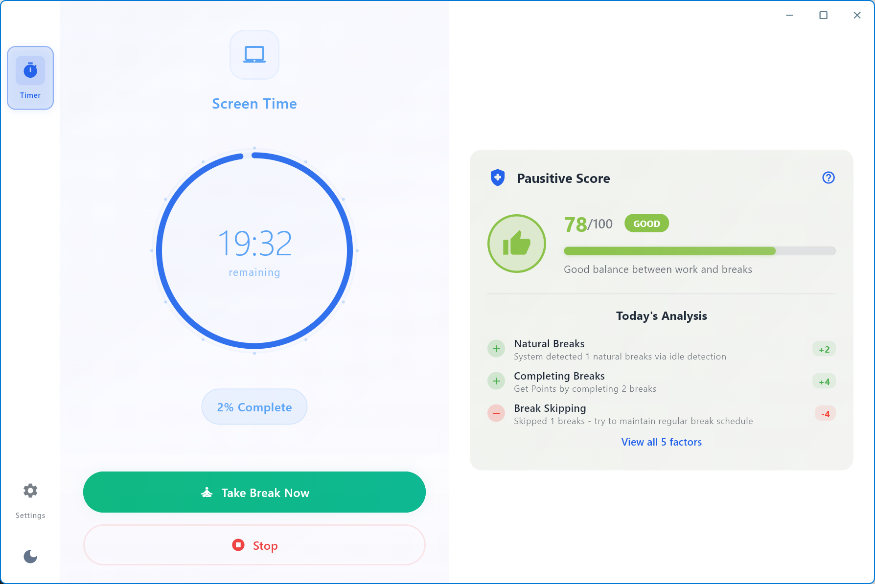 Pausitive Daily Timeline